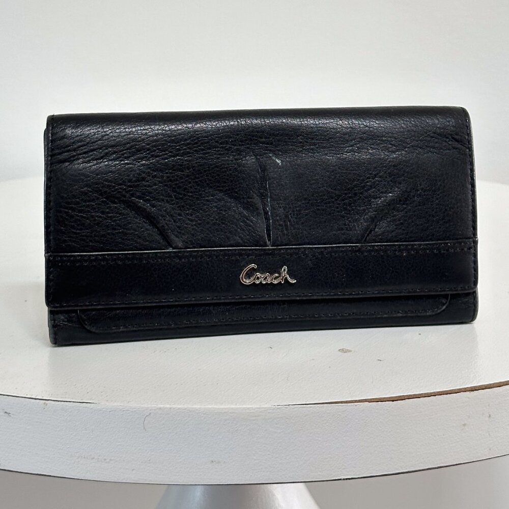 Vintage Coach Soho Trifold Soft Black Leather Wallet